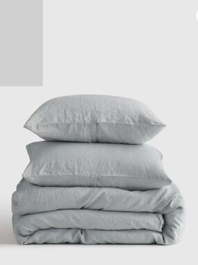 Quince European Linen Duvet Cover Set Queen Mist NWOT